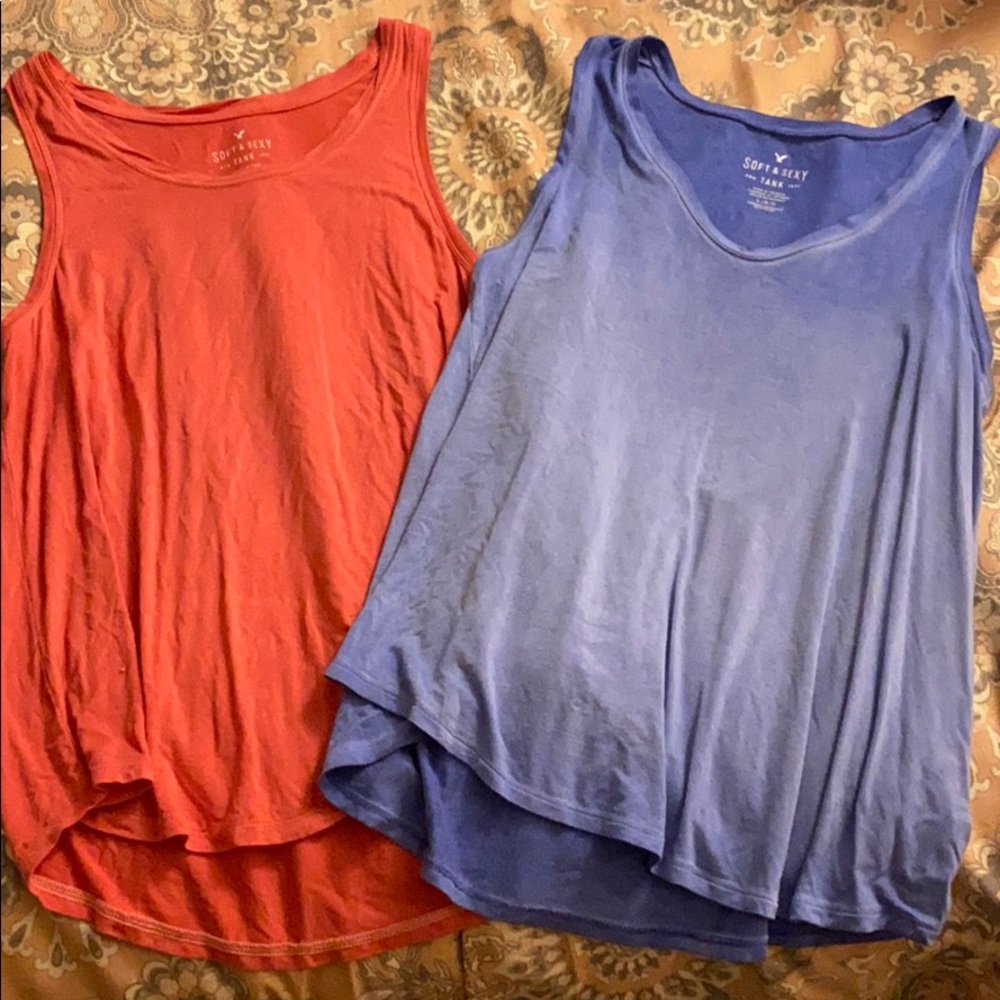 Blue and red Soft & Sexy AEO tank tops